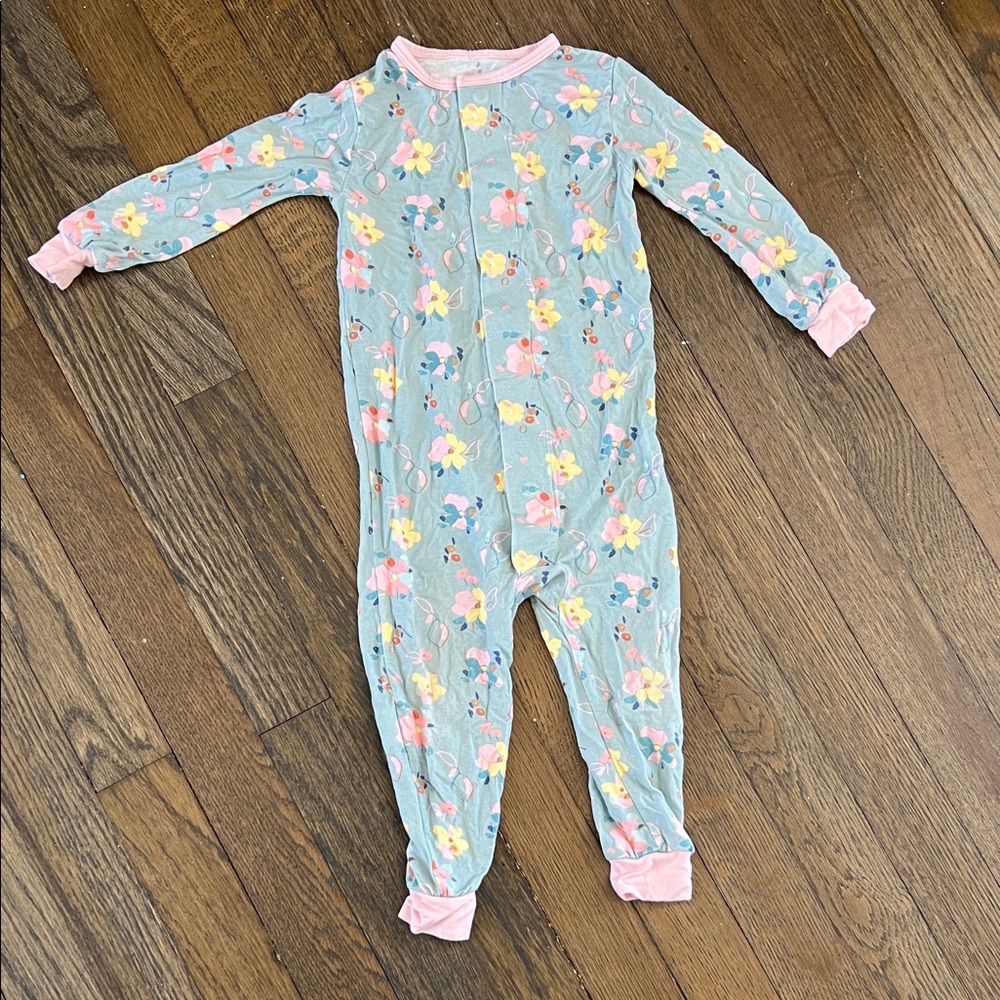 Magnetic Me Floral Kids Footie - Pink and Yellow